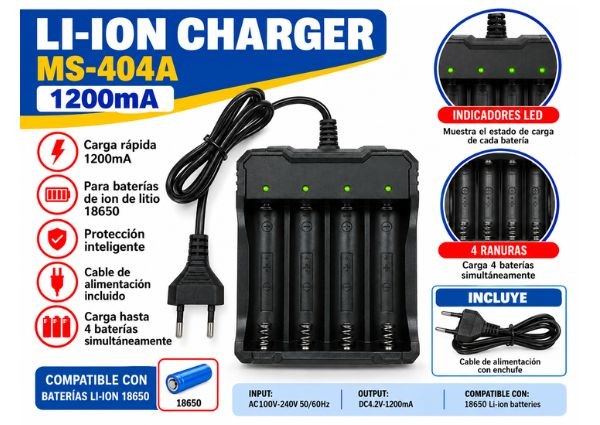 &ua CARGADOR DE PILAS 1865  220V MS-404A (404)